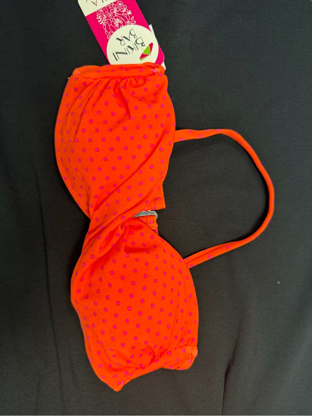 Hula Honey Orange Bikini Top with Pink Polka Dots
